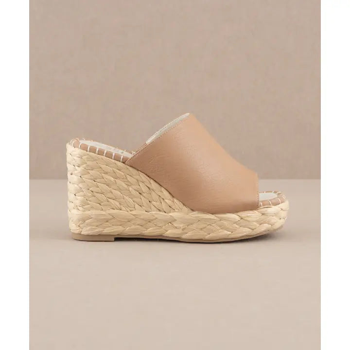 Espadrille Slip On Platform Wedge-Beige