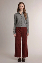 Renee Mini Polka Dot Wide Leg Pants-Brick Corduroy