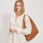 Woven Hobo Handbag-Brown