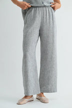 Rhea Straight Leg Pants-Grey Blue Linen