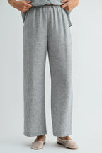 Rhea Straight Leg Pants-Grey Blue Linen