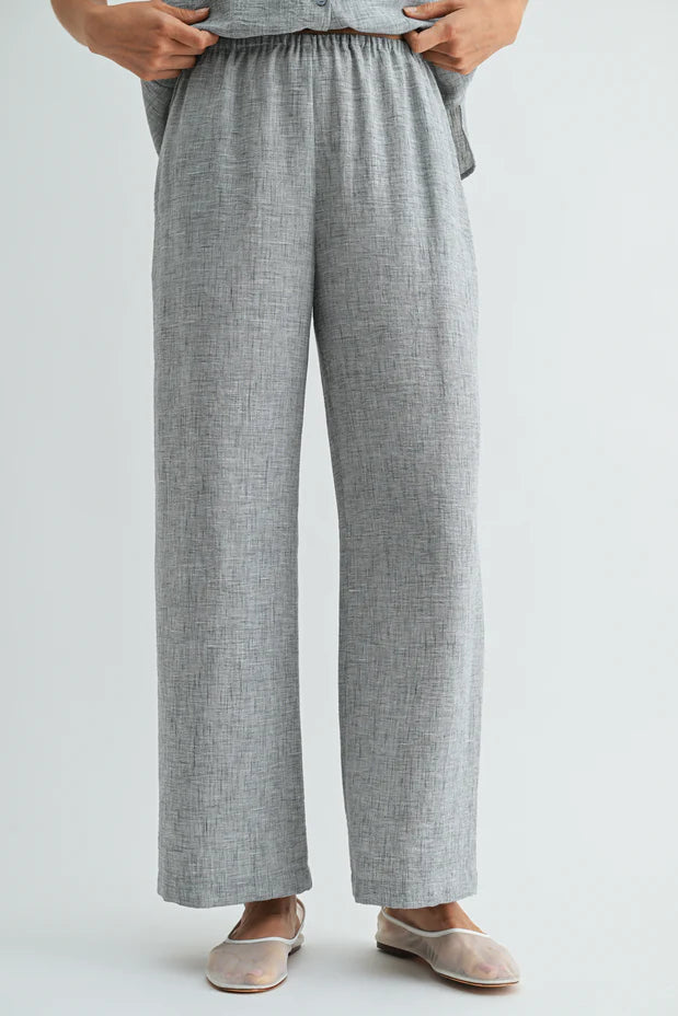 Rhea Straight Leg Pants-Grey Blue Linen
