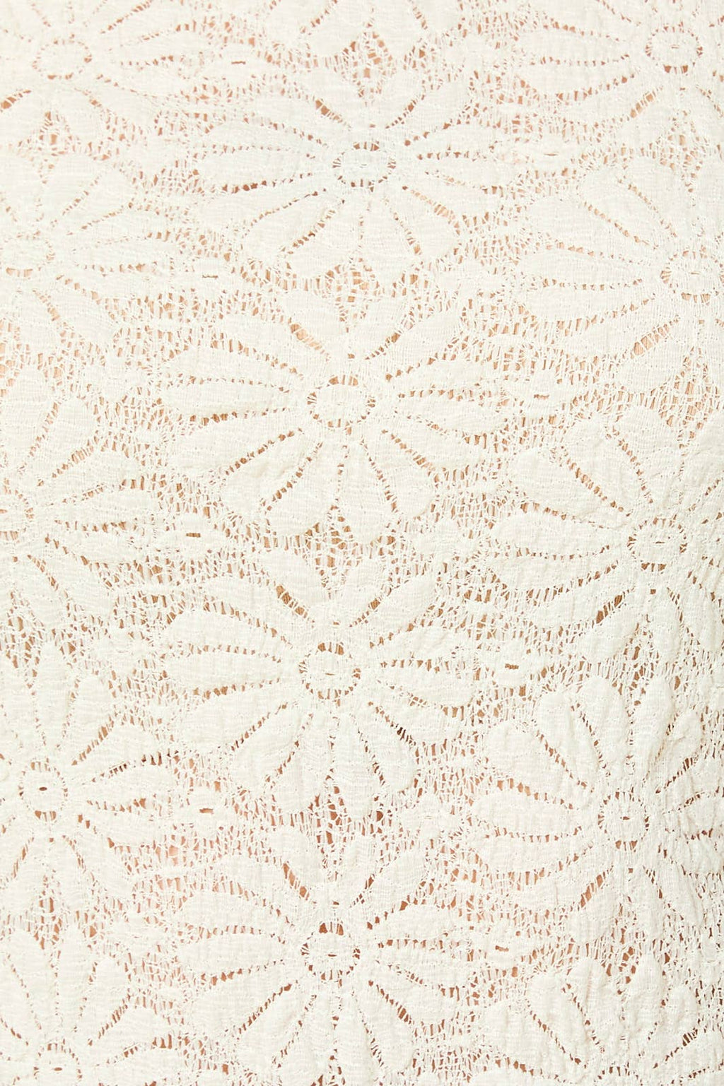 Long Sleeve Flower Lace Top-Ivory