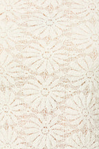 Long Sleeve Flower Lace Top-Ivory