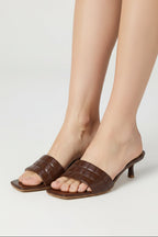 Rosanna Kitten Heel Slide Sandal-Brown Croc