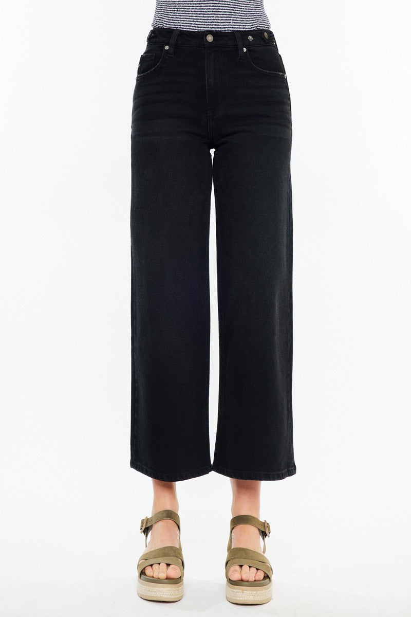 Ultra High Rise Cropped Wide Leg Denim-Black