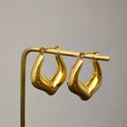 18K Non-Tarnish Geometric Hoop Earrnings-Gold