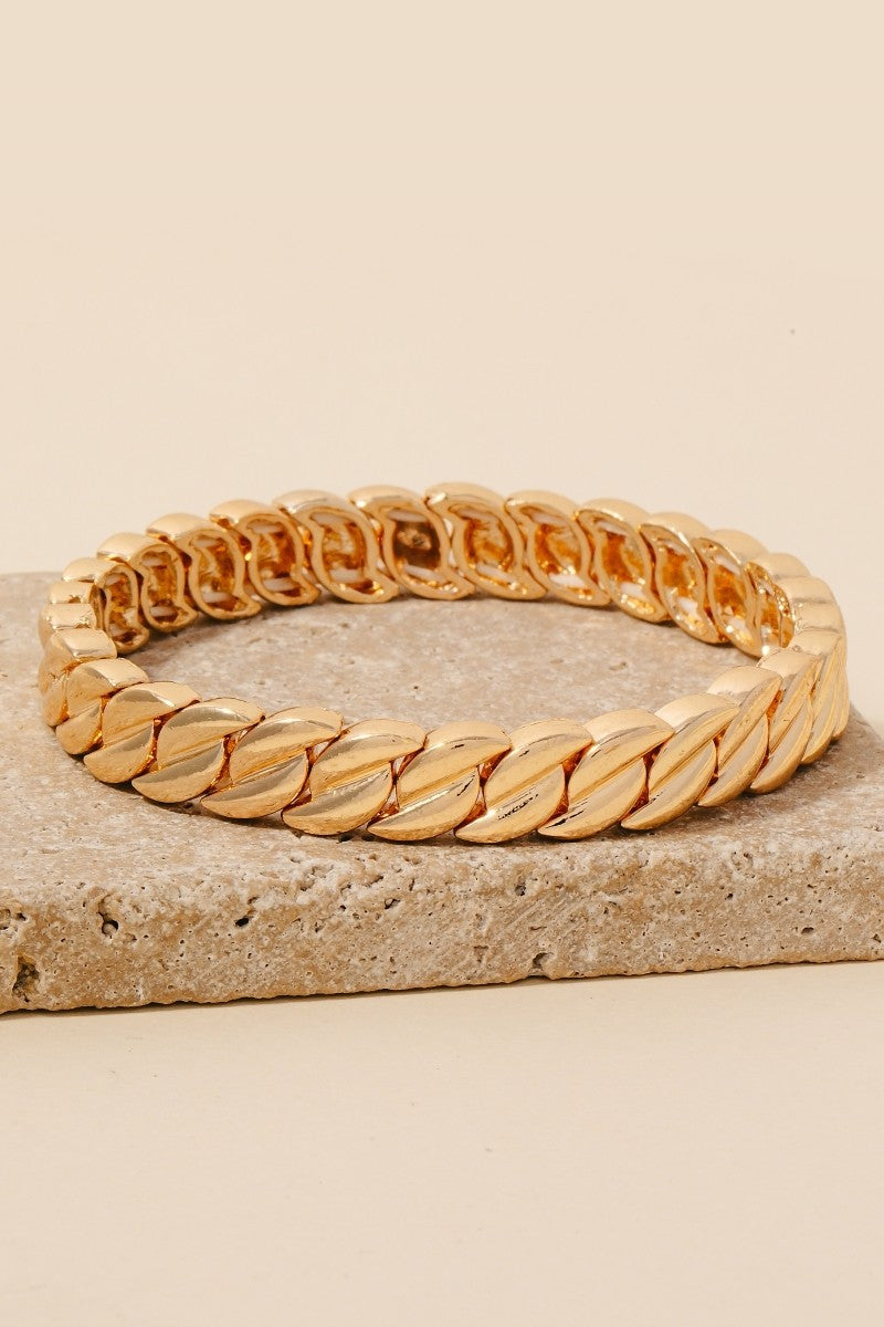 Scallop Design Elastic Bracelet-Gold