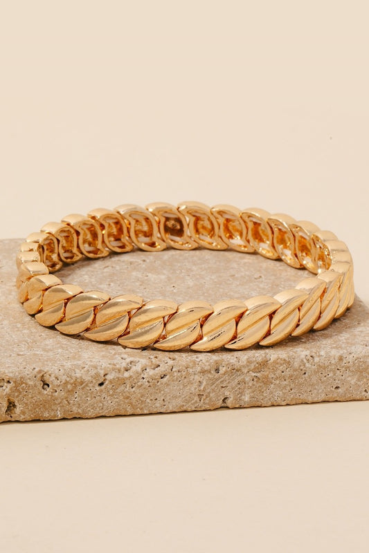 Scallop Design Elastic Bracelet-Gold