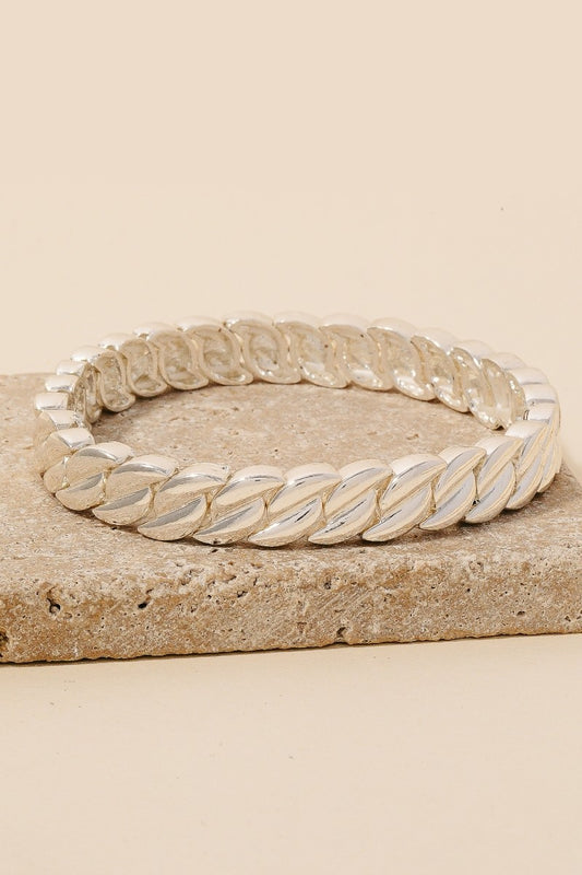 Scallop Design Elastic Bracelet-Silver