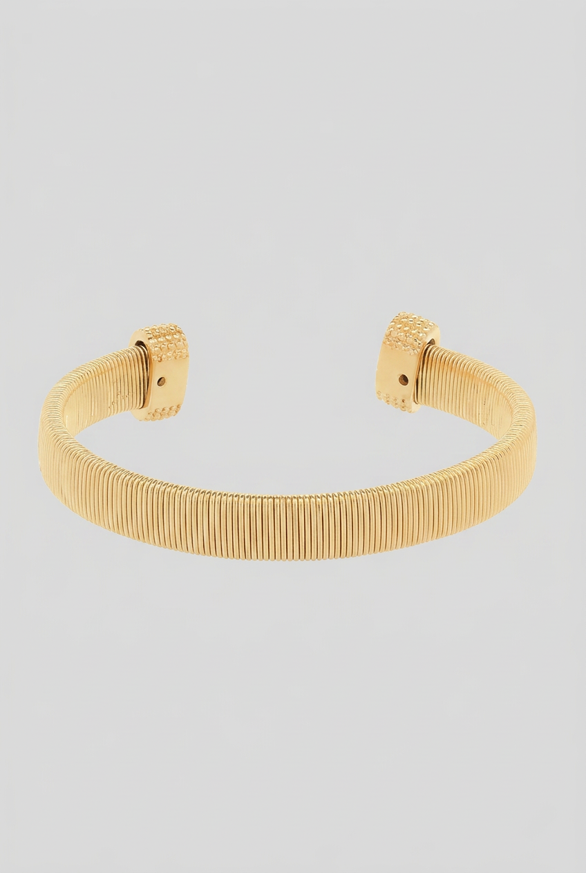 Whitley Fashion Omega Brass Cuff Bracelet-Gold