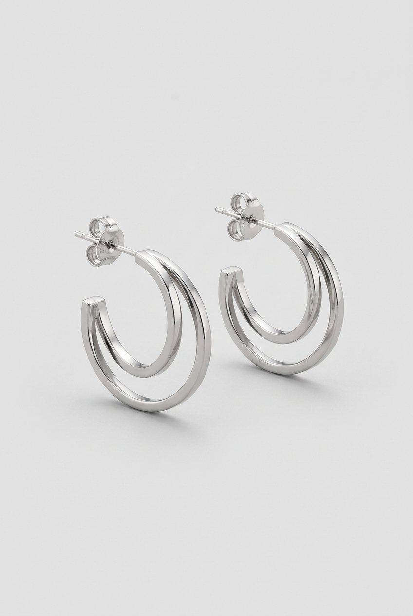 Wanda Non-Tarnish Double Row Twist Hoop Earrings-24K White Gold-Plated
