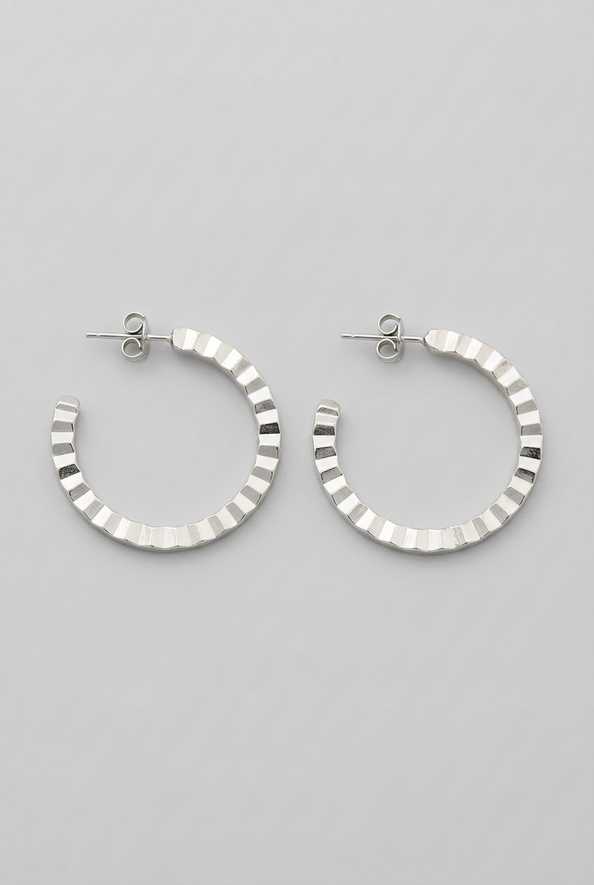 Wrenley Non-Tarnish Folded Hoop Earrings-24KT White Gold-Plated