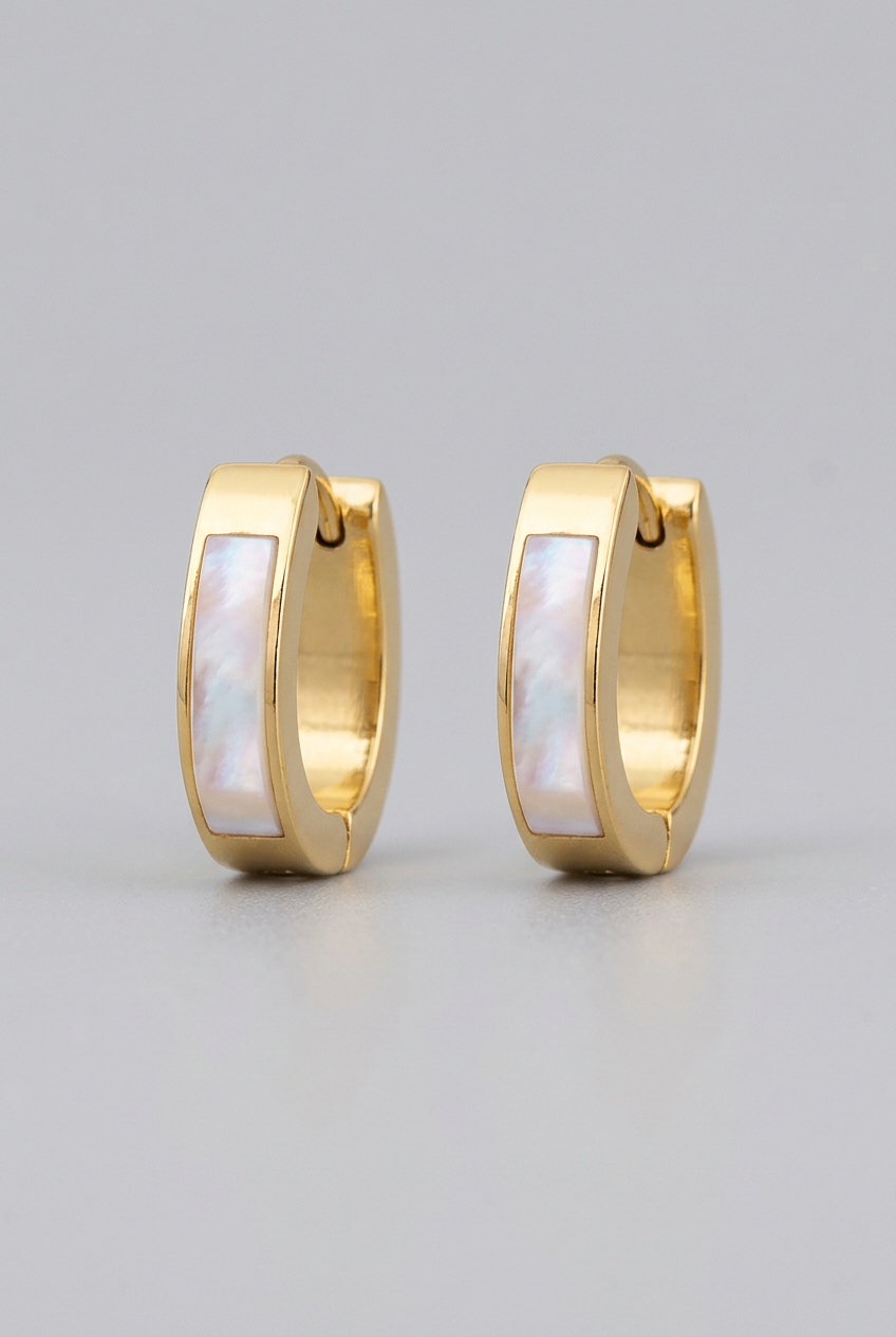 Tracie Non-Tarnish Mother of Pearl Insert Earrings-18kt Gold-Plated