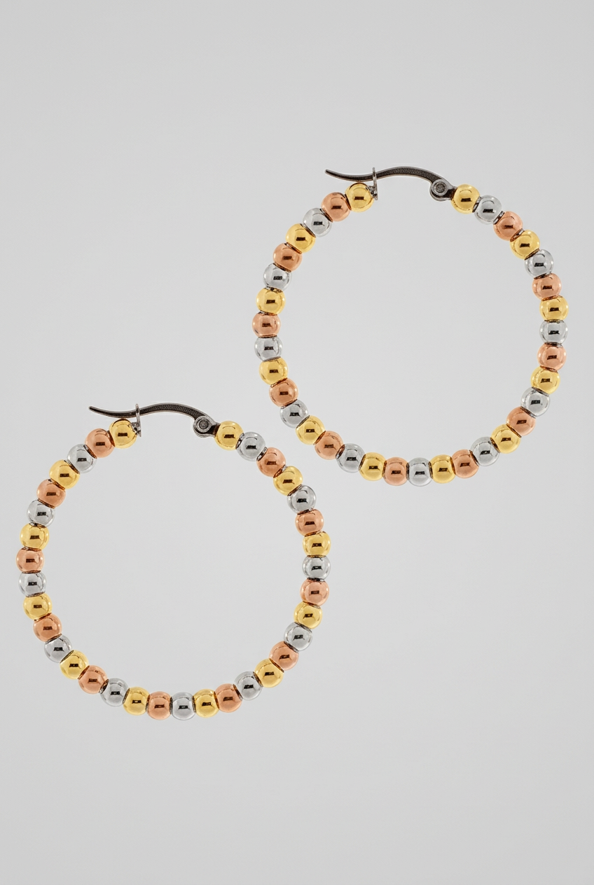 Tiffany Non-Tarnish Ball Hoop Earrings-18kt Gold/Silver-Plated