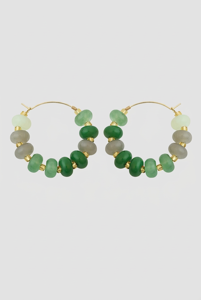 Stella Fashion  Multi Bead Hoops-Green