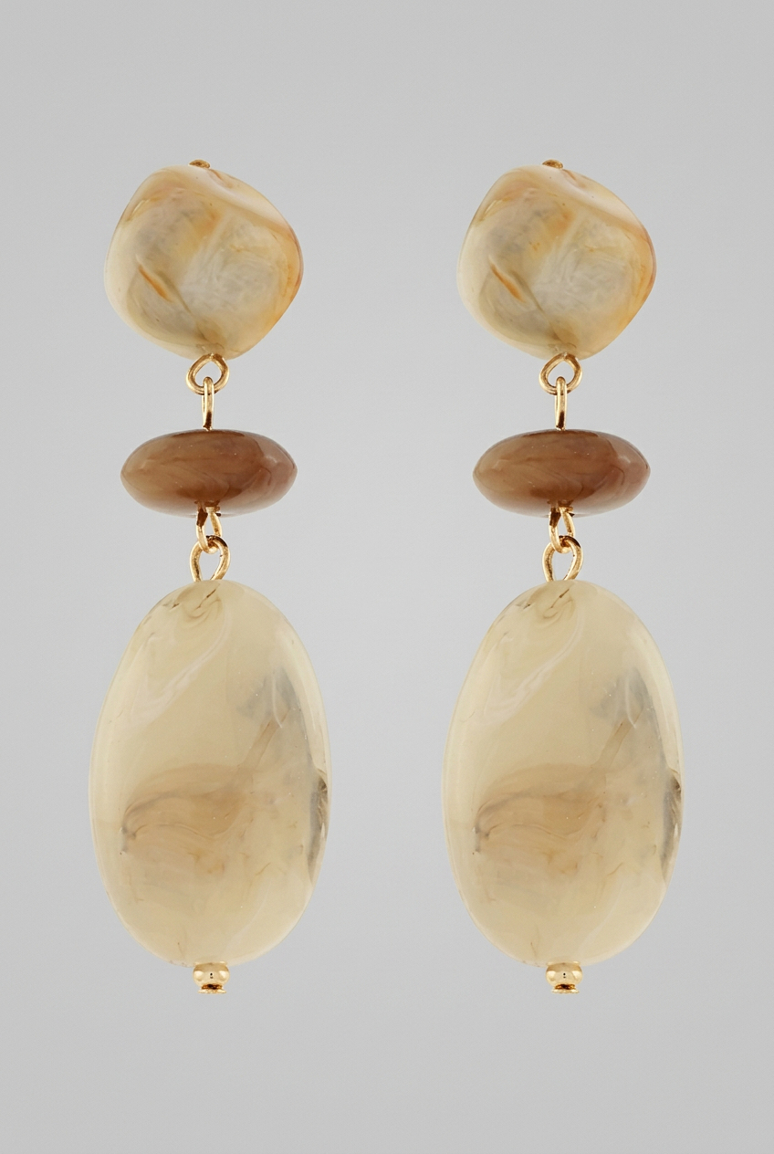 Shelby Fashion Geometric Stone Drop Earrings-Beige