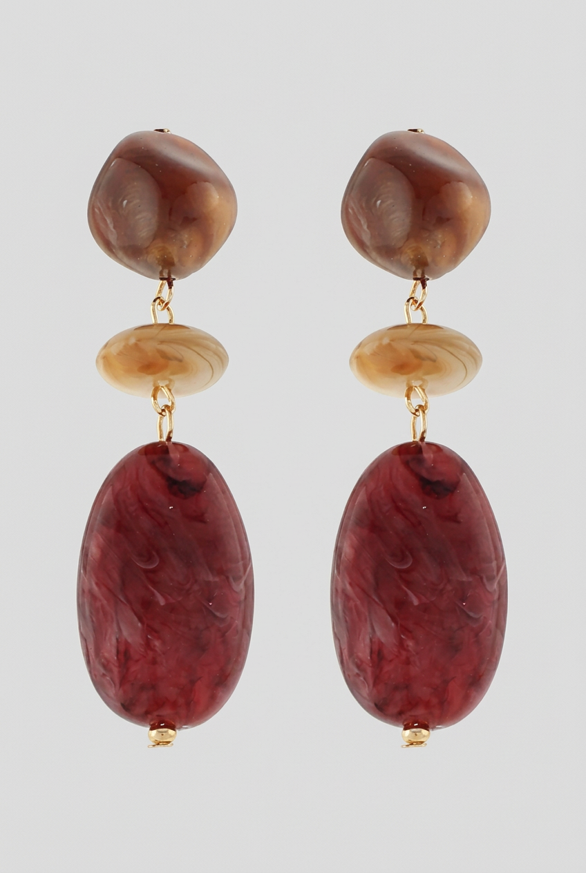 Shelby Fashion Geometric Stone Drop Earrings-Burgundy