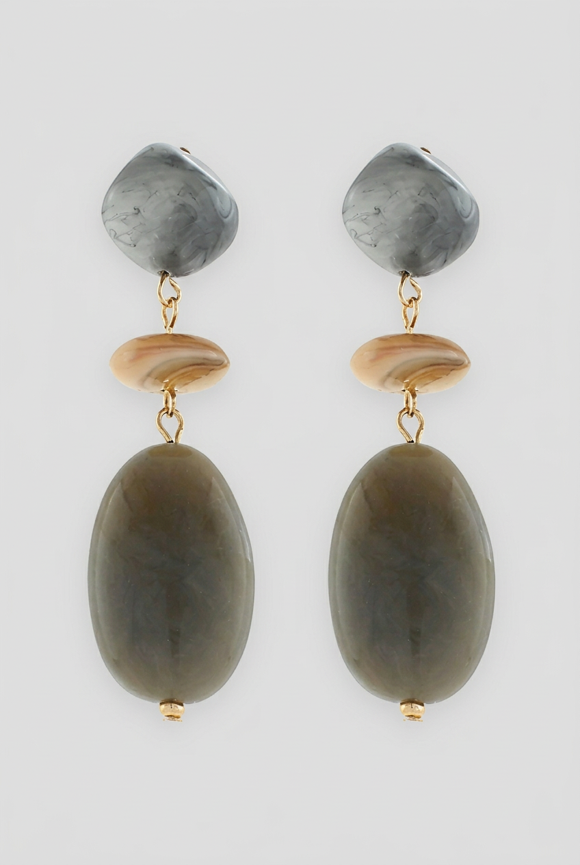 Shelby Fashion Geometric Stone Drop Earrings-Gray