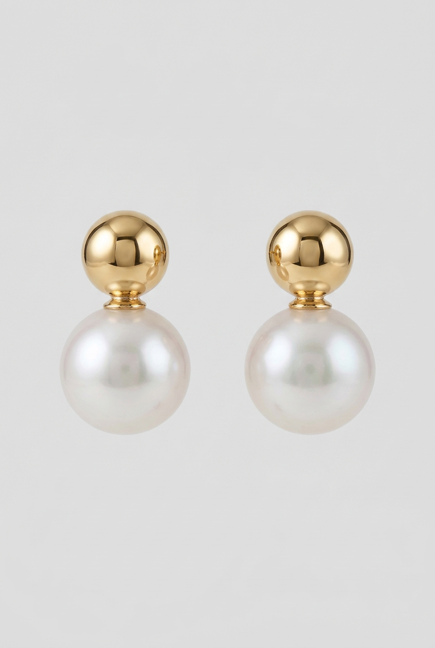 Sarah Non-Tarnish Pearl and Gold Ball Earrings-18k Gold-Plated