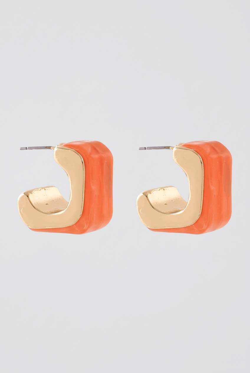 Rylie Fashion Angled Marble Resin Earrings-Orange