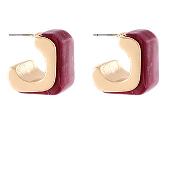 Rylie Fashion Angled Marble Resin Earrings-Purple