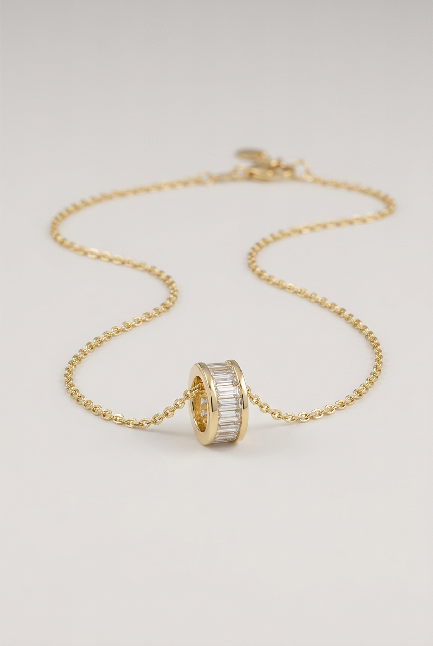 Noah Non-Tarnish CZ Circle Pendant Necklace-18k Gold-Plated