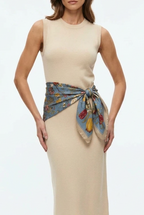 Flower Print Scarf-Blue Multi