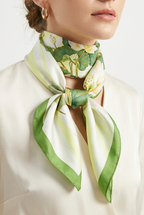 Lotus Flower Bandana Scarf-Light Green Silky