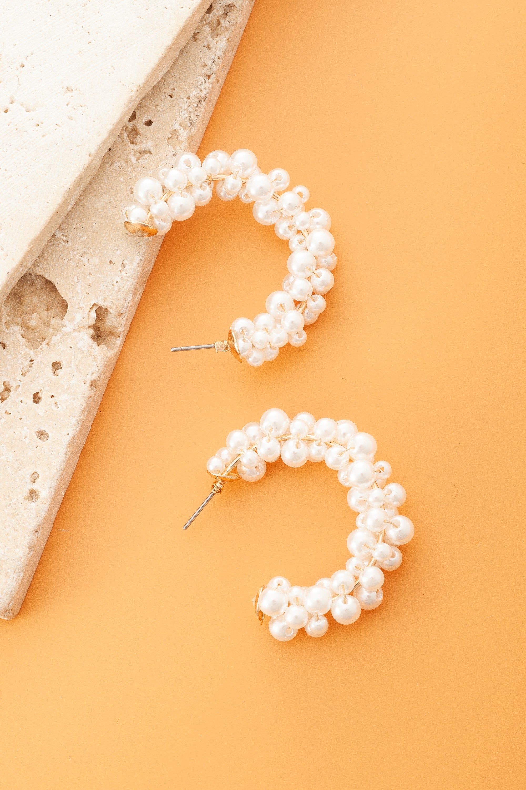 Pearl Beaded Hoop Earrings