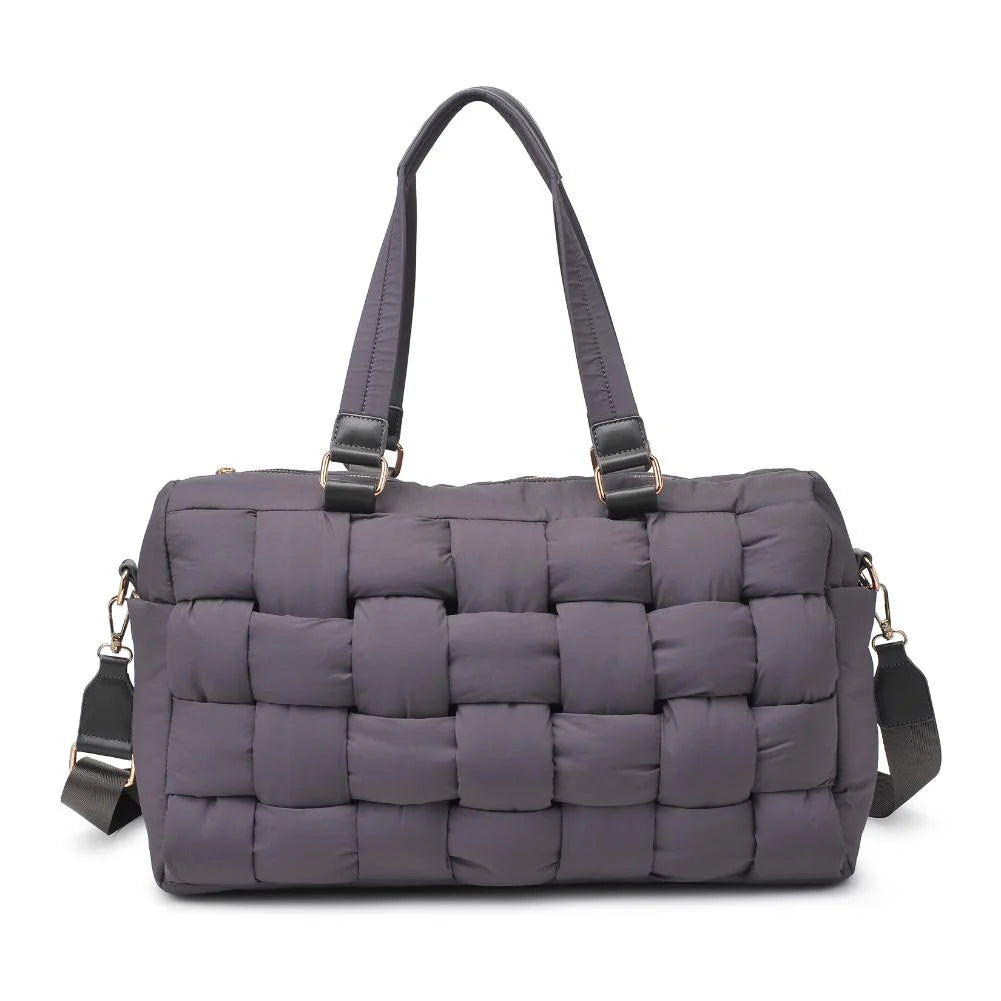 Woven Design Nylon Duffle Bag-Carbon