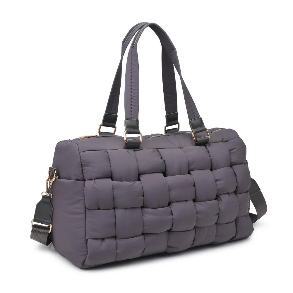 Woven Design Nylon Duffle Bag-Carbon