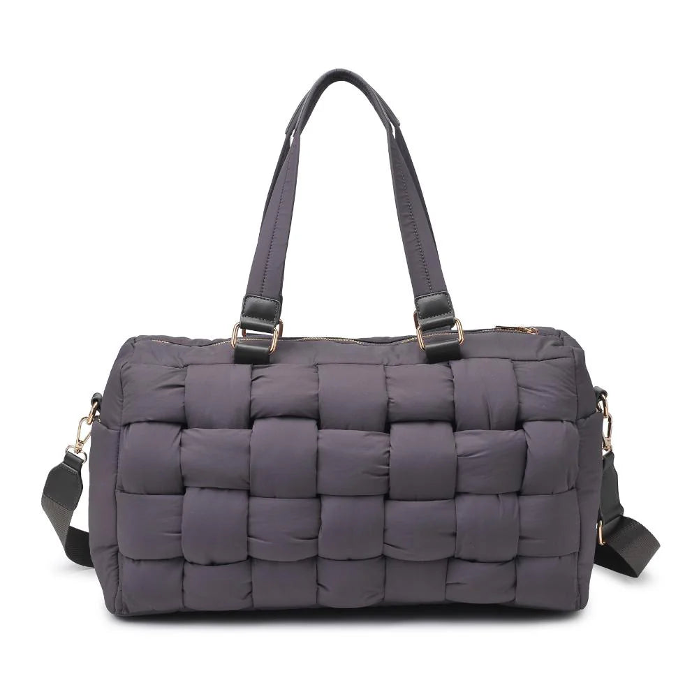 Woven Design Nylon Duffle Bag-Carbon