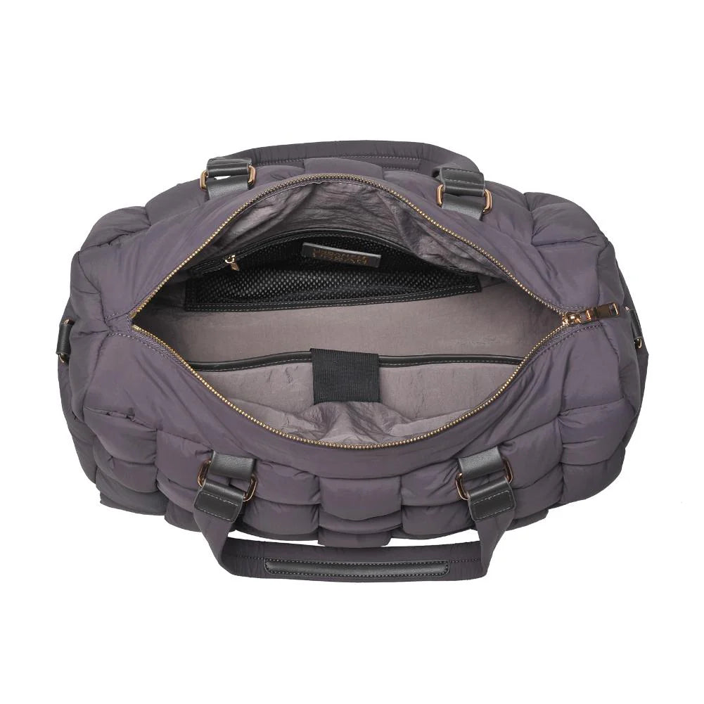 Woven Design Nylon Duffle Bag-Carbon