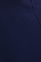 Square Neckline Short Sleeve Flare Skirt Dress-Navy