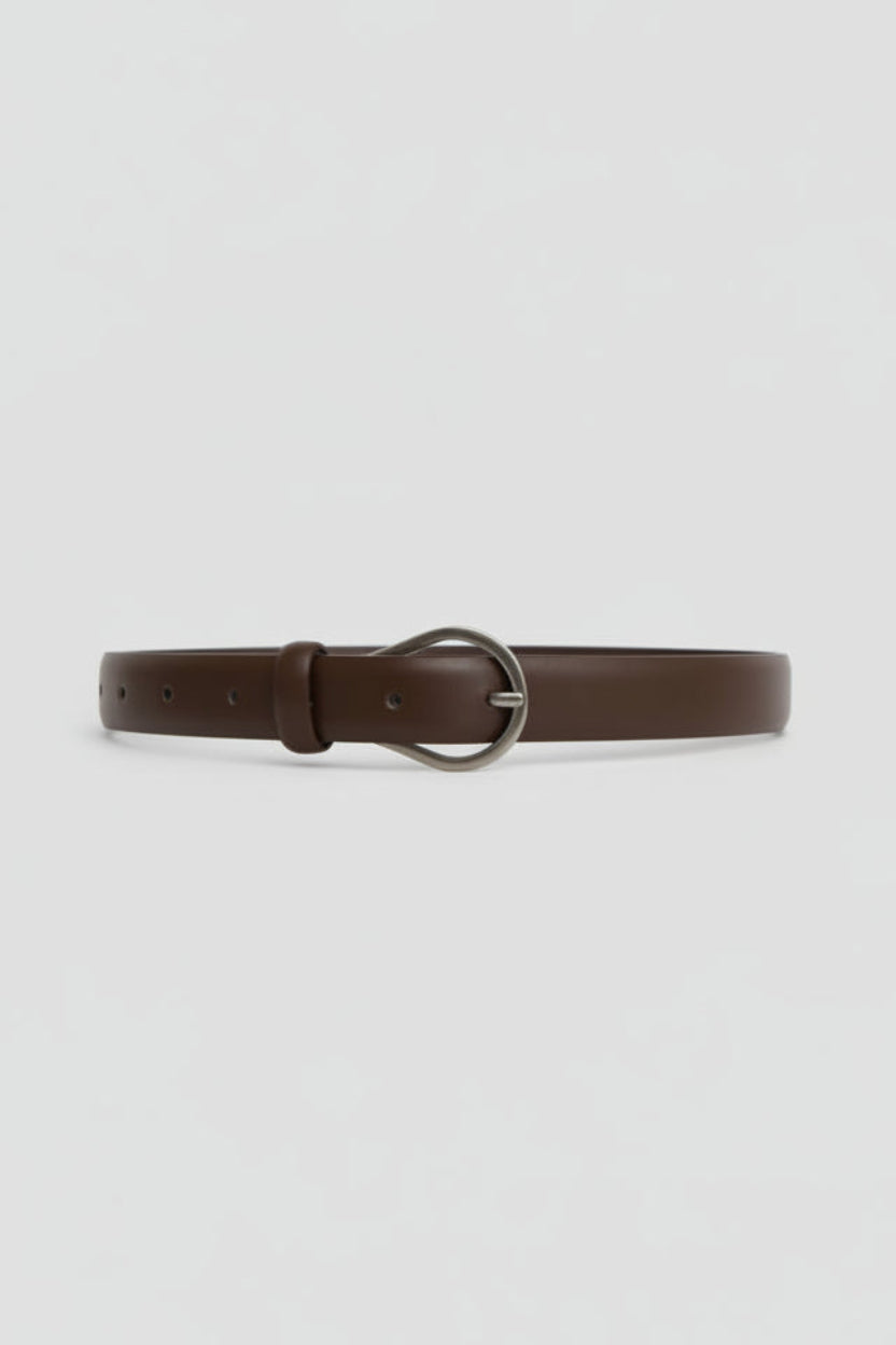 Skinny Pear Shape Buckle Faux Leather Belt-Brown | Women's Accessories - Erma Jean Skinny Pear Shape Buckle Faux Leather Belt-Brown | Women's Accessories - Erma Jean