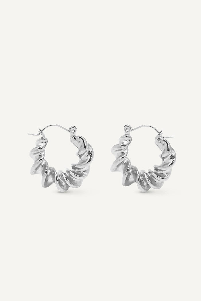 Sterling Silver Non-Tarnish Vintage Twisted Hoop Earrings
