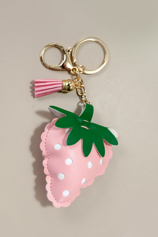 Strawberry Bag Charm Keychain-Pink