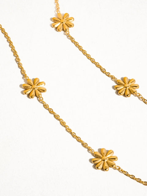 18K Non-Tarnish Festival Daisy Chain Necklace-Gold