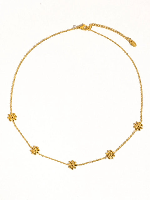18K Non-Tarnish Festival Daisy Chain Necklace-Gold
