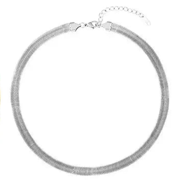 Women's 18K Non-Tarnish Mesh Link Necklace-Silver