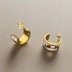 18K Non-Tarnish Enamel Tulip Design Earrings-Gold