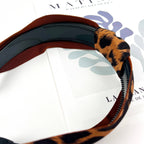 Women's leopard print headband showing anti-slip teeth on white background