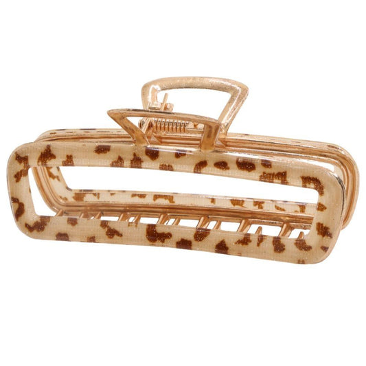 Tortoise Shell Rectangle Hair Claw-Beige