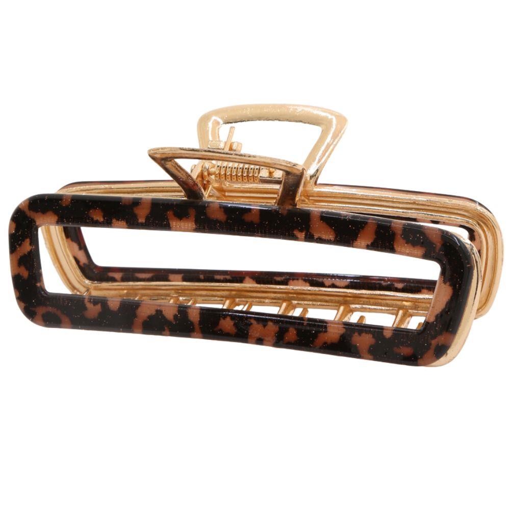 Tortoise Shell Rectangle Hair Claw-Black