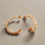 18K Non-Tarnish Enamel Daisy Hoop Earrings-Gold