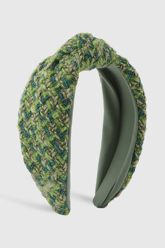 Tweed Winter Headband-Green Blue