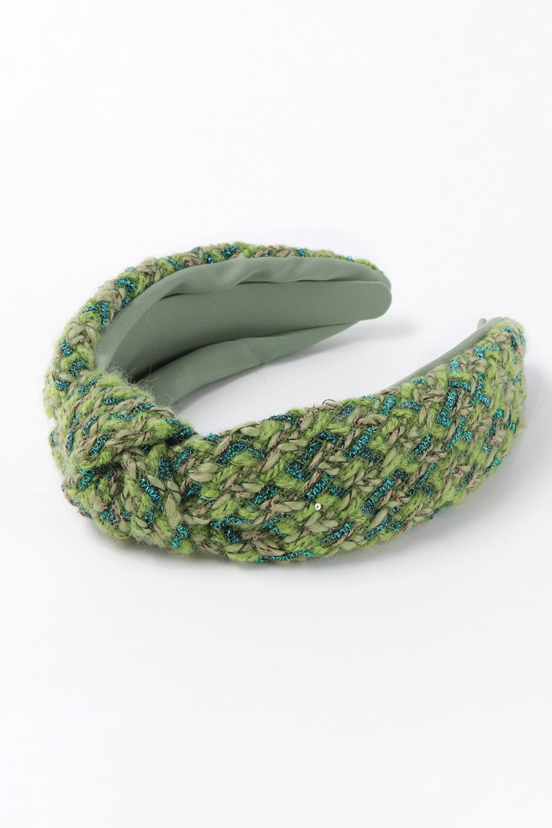 Tweed Winter Headband-Green Blue