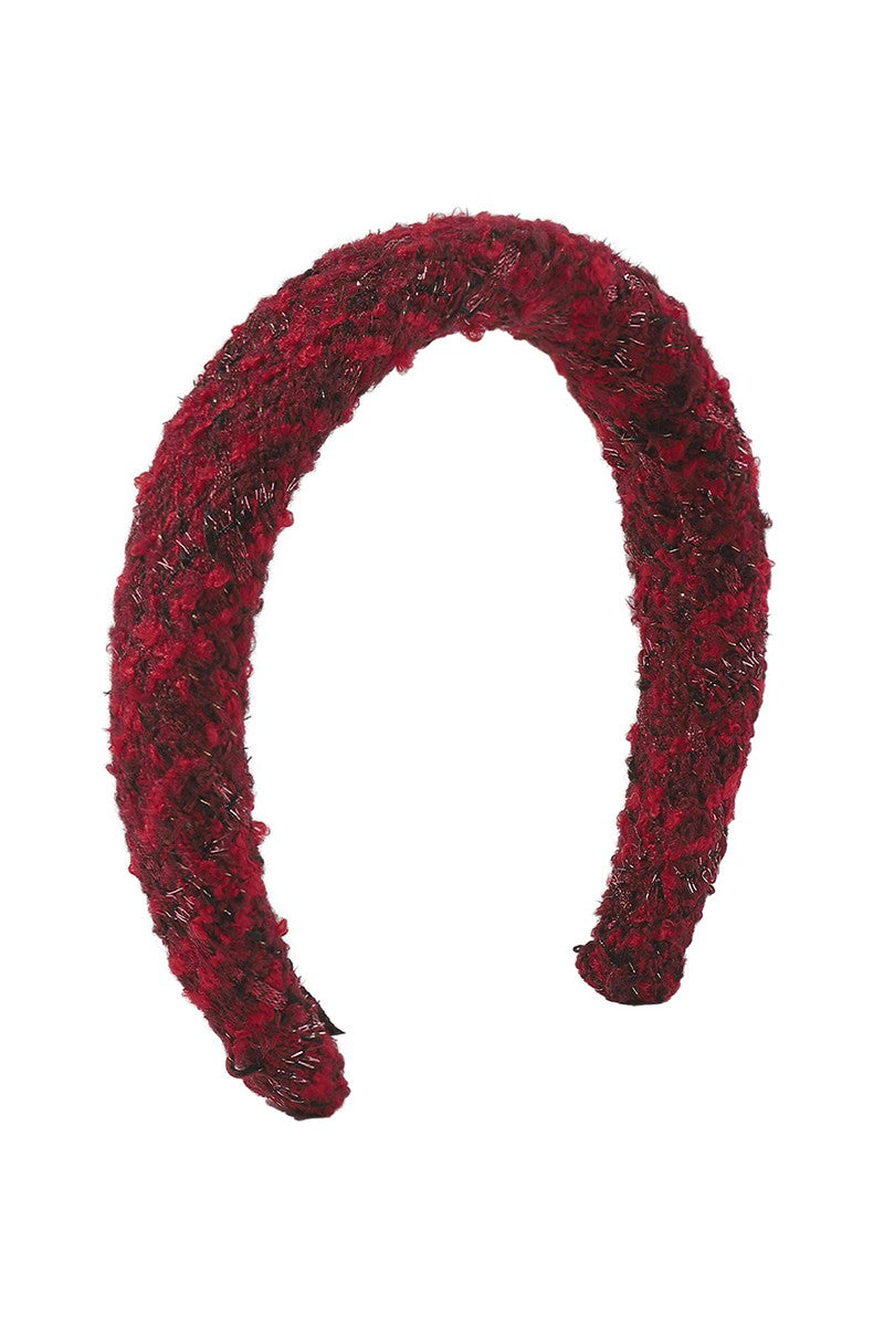 Tweed Winter Headband-Red Black