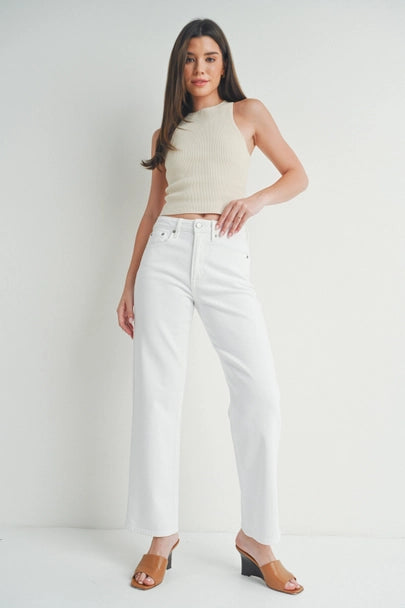 Relaxed Fit Straight Denim-White